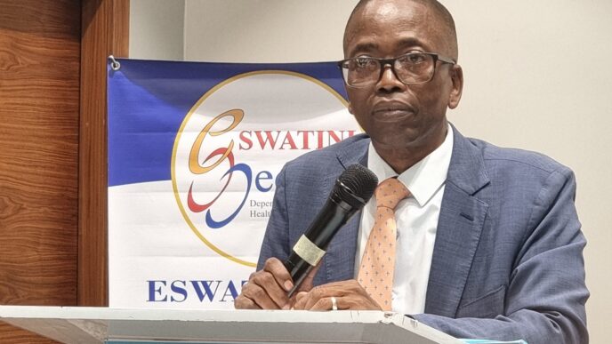 Board Chairperson Sammy Dlamini addressing shareholders during the EswatiniMed Annual General Meeting at the Hilton Garden Inn, announcing the restoration of unity and stability within the organization. Photo: Adekunle Owolabi/Independent News Eswatini