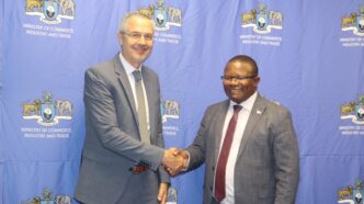 The Minister of Commerce, Industry and Trade, Manqoba Khumalo, alongside His Excellency Karsten Mecklenburg, the EU Ambassador.