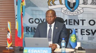 Prime Minister Russell Mmiso Dlamini during the online SADC Summit.