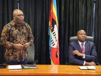 Government Spokesperson Alpheous Nxumalo with the Prime Minister Russell Mmiso Dlamini