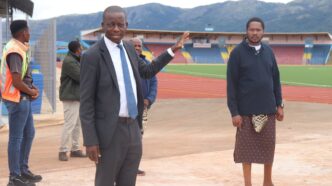 Minister Bongani Nzima and Principal Secretary Prince Mlayeto Dlamini tour the newly renovated Somhlolo National Stadium, showcasing key upgrades.