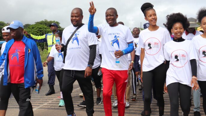 Minister Bongani Nzima encourages community wellness at Shukuma Eswatini event in Madlangemphisi Inkhundla, with vibrant sports, cultural, and youth activities highlighting local talent and dedication.