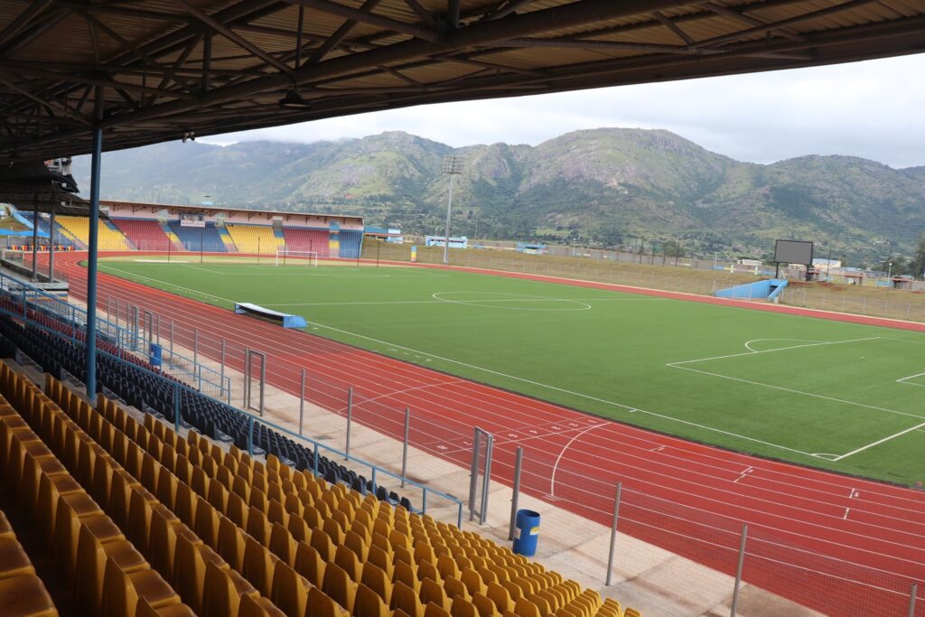 Minister Bongani Nzima and Principal Secretary Prince Mlayeto Dlamini tour the newly renovated Somhlolo National Stadium, showcasing key upgrades.