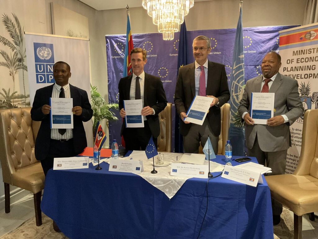 European Union and Eswatini officials sign a 15-million-Emalangeni grant to support renewable energy adoption in MSMEs.
