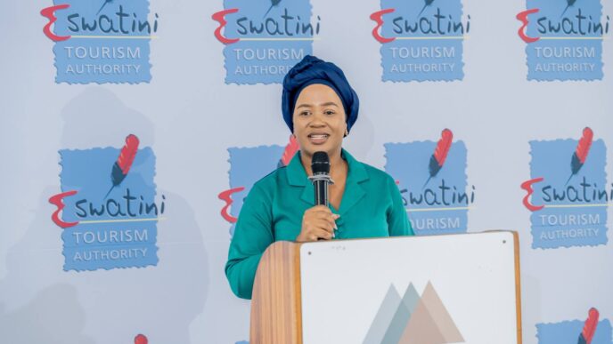 Chunky Mdluli Dlamini, head of marketing, announcing the giveaway on Friday, 21st March at the Mountain View Hotel in Mbabane.