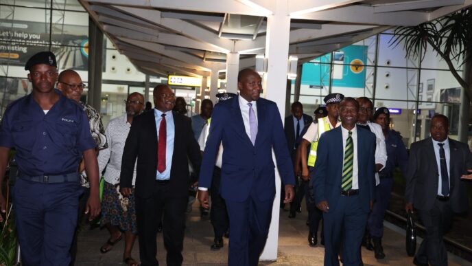 Eswatini Prime Minister Russell Mmiso Dlamini returns from Namibia after attending President Netumbo Nandi-Ndaitwah’s inauguration.