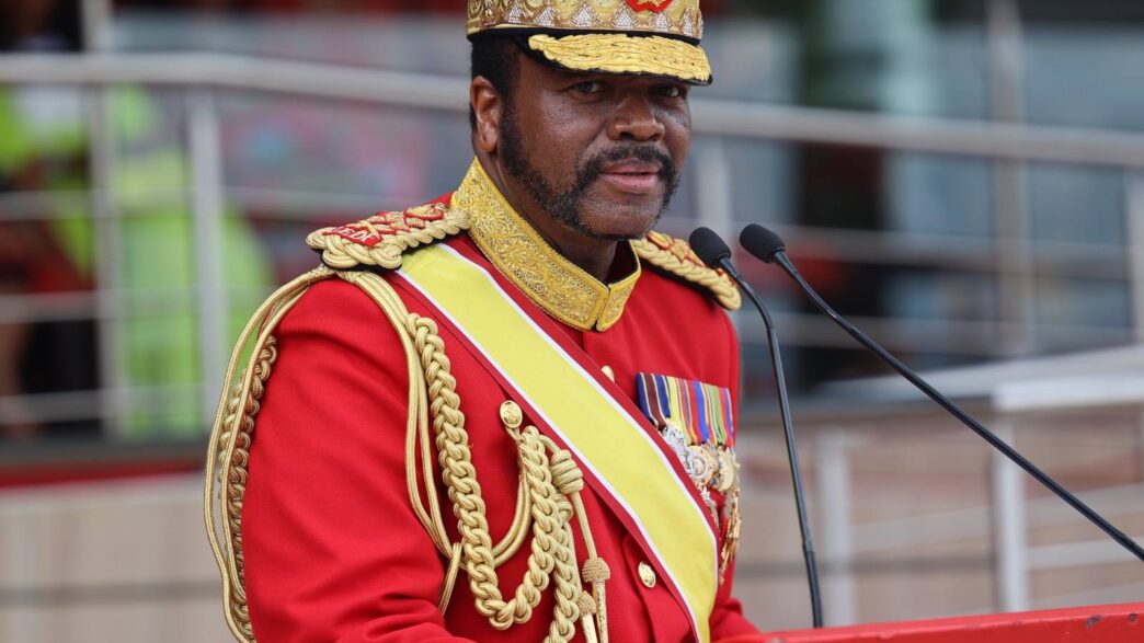 King Mswati III addresses the 52nd Army Day celebrations at Nokwane Army Headquarters in Matsapha.