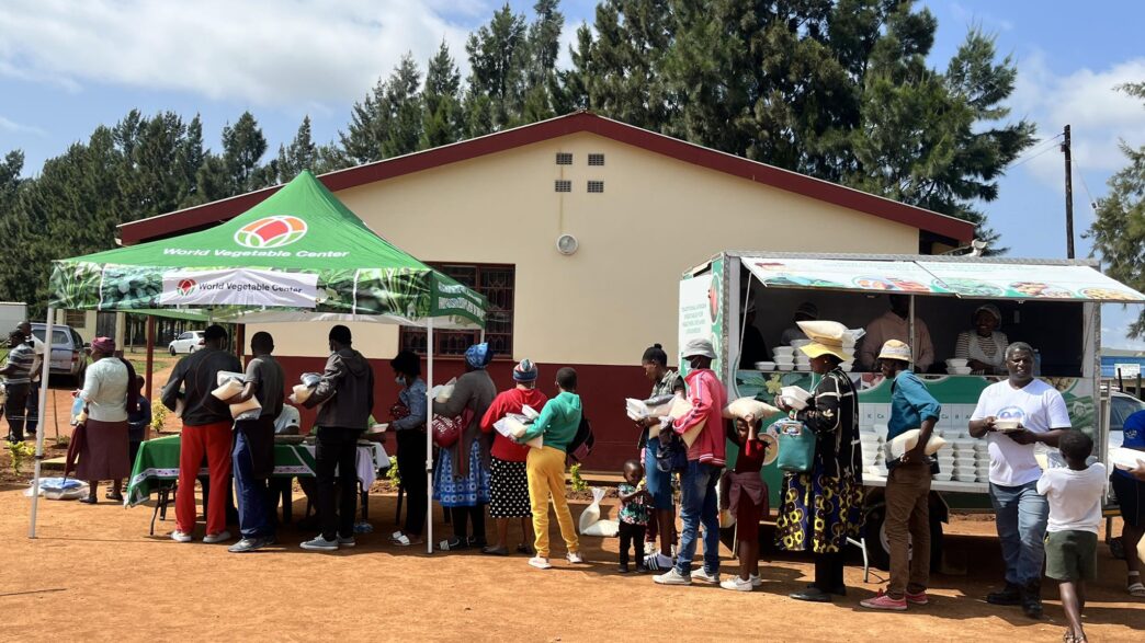 Residents of Nkhaba Inkhundla receive vegetable seeds and nutrition education during a community health outreach.