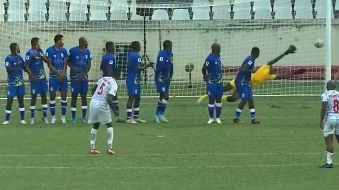 Emmanuel Vincent's expertly taken free-kick in the 92nd minute ensured a 3-3 draw for Mauritius.