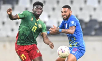 Cameroon and Eswatini players in action during their goalless draw at Mbombela Stadium.