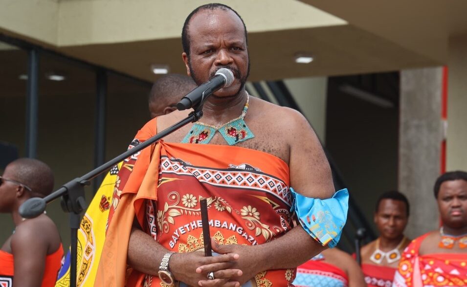 King Mswati III addresses the community at the KaLanga Gateway launch, outlining plans to boost development and create jobs in the region.