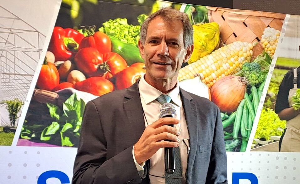 Minister of Finance, Neal Rijkenberg, addressing stakeholders at the launch of the Smallholder Agricultural Productivity Enhancement and Marketing Project (SAPEMP)