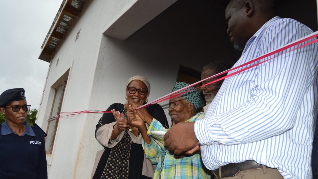 Deputy Prime Minister Thulisile Dladla hands over keys to a new home during her visit to the Hhohho region.
