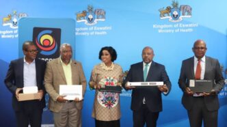 Ministers from ICT and Health hand over new digital devices to Eswatini’s public hospitals.