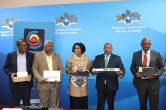Ministers from ICT and Health hand over new digital devices to Eswatini’s public hospitals.