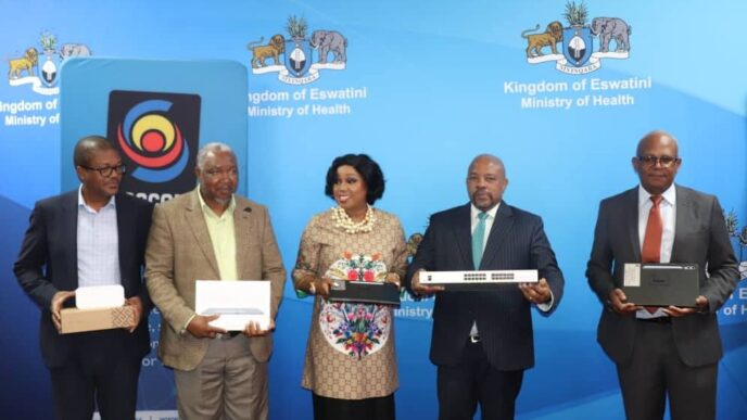 Ministers from ICT and Health hand over new digital devices to Eswatini’s public hospitals.