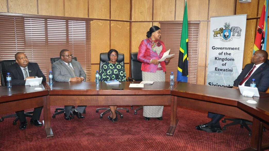 Prime Minister Russell Dlamini meets Tanzanian Health Minister Jenista Mhagama during her courtesy visit to Mbabane.