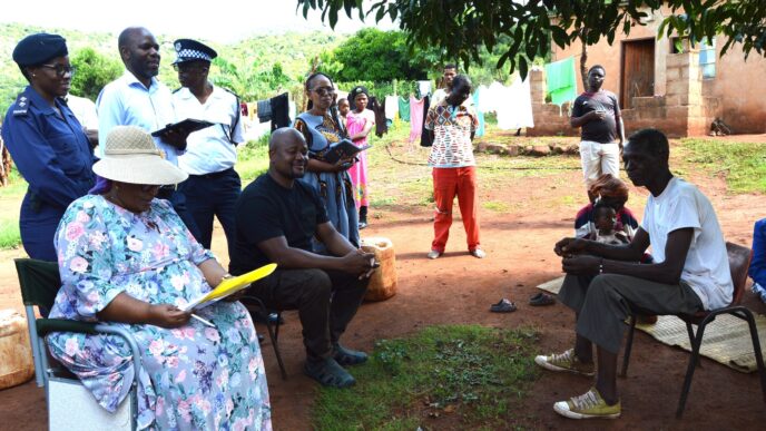 Deputy Prime Minister Thulisile Dladla engages with residents of Madlangemphisi Inkhundla during a visit to ten vulnerable households identified for housing support under the King’s directive to provide decent shelter.