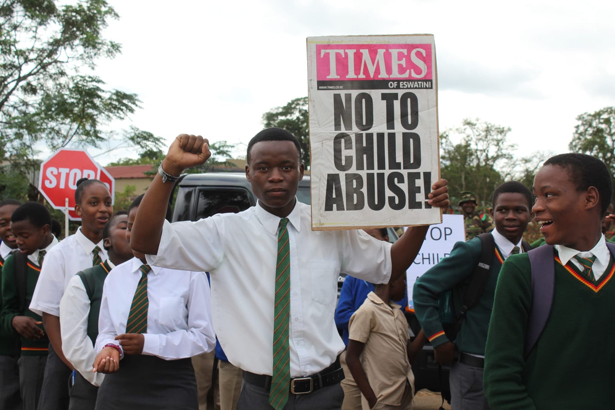 Community members and partners march through Nhlangano to demand justice and protection for children and vulnerable groups.
