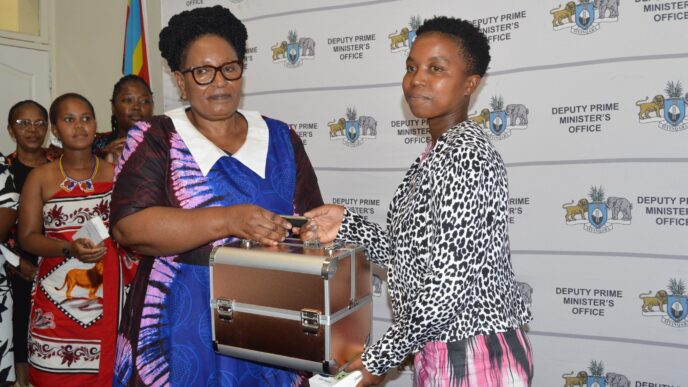 MTN Fintech donates smartphones to youth beneficiaries at the DPM's Office.