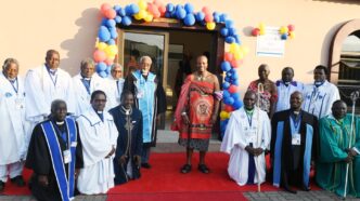 King Mswati III tours the newly opened E1.5m League of African Churches offices in Lobamba after the 2025 Resurrection Sunday service.
