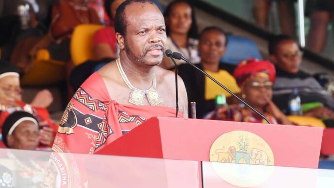 His Majesty King Mswati III speaking at the Easter Sunday