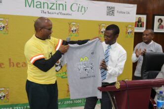 Minister Appolo Maphalala launches the 2025 KwaMagogo Legacy Run at the Manzini Council Chambers.