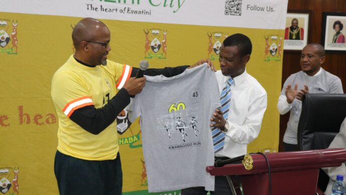 Minister Appolo Maphalala launches the 2025 KwaMagogo Legacy Run at the Manzini Council Chambers.