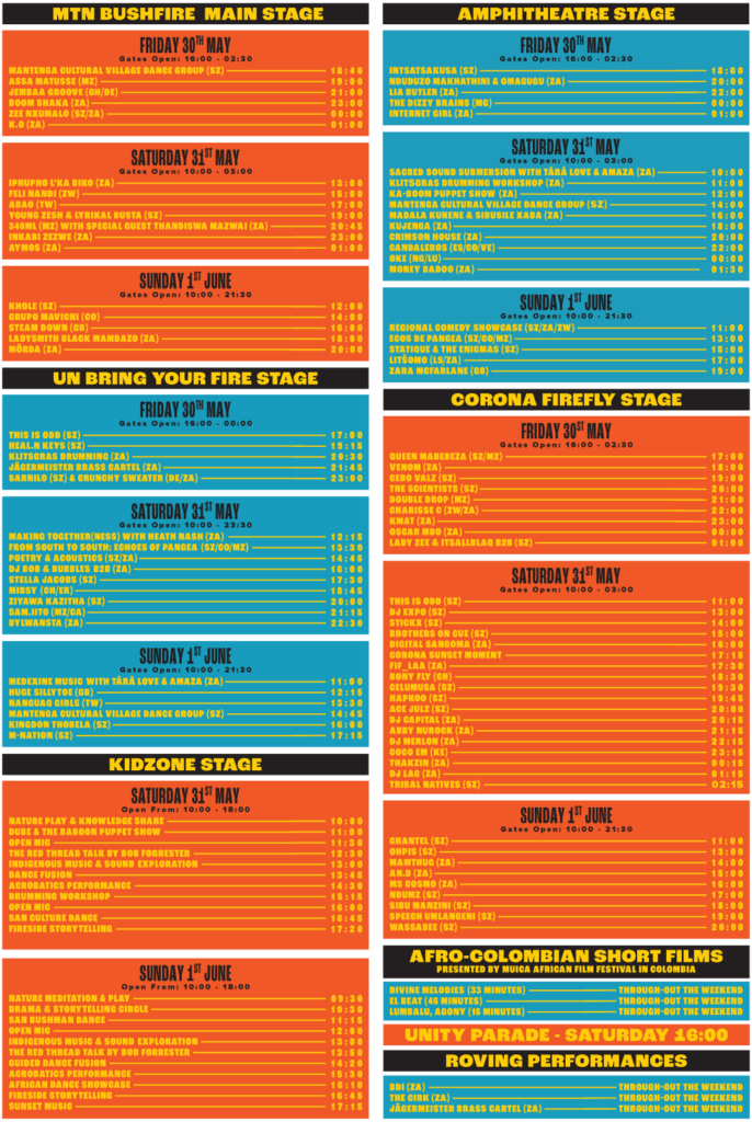MTN Bushfire full programme