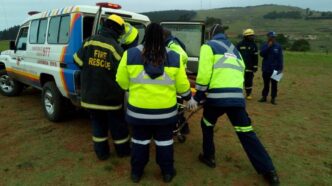 Paramedics in action: Emergency response team attending to a patient during a medical call-out in Eswatini.