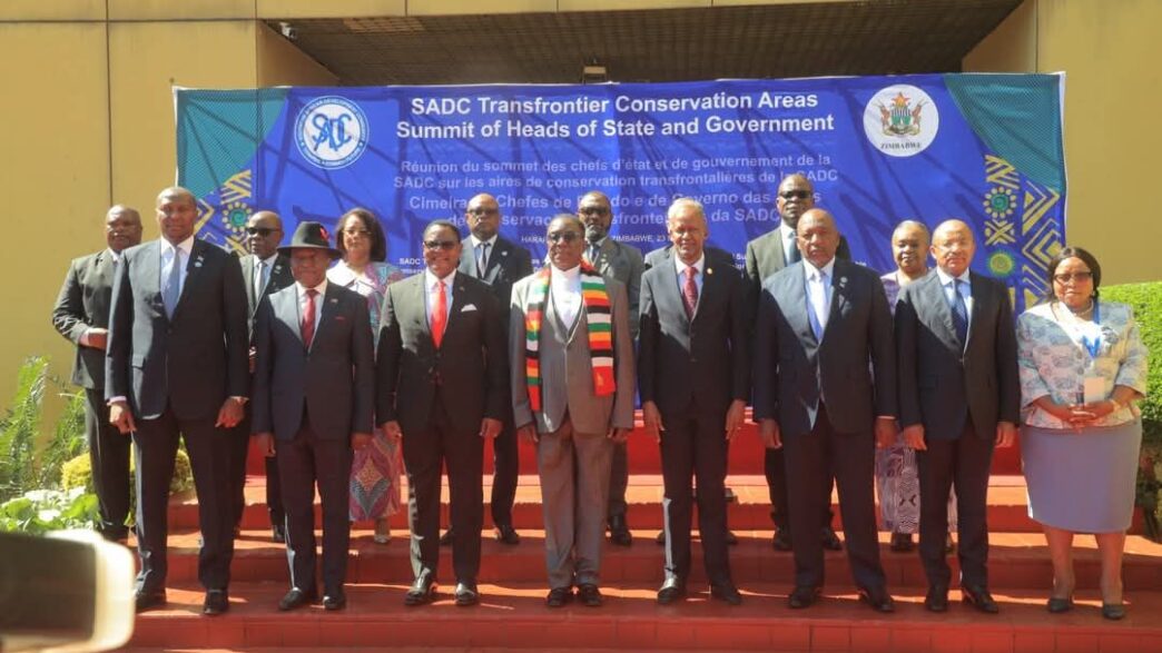 SADC leaders unite for conservation – Heads of State and Government pose for a group photo during the SADC Transfrontier Conservation Areas Summit held in Harare, Zimbabwe,