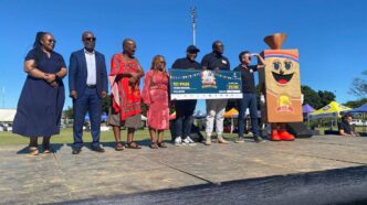 Masundvwini High School learners celebrate their victory at the Premier Future Foodies Market Day 2025 held at Mavuso Trade and Exhibition Centre, Manzini.