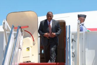 President Cyril Ramaphosa arrives in the United States ahead of his meeting with former US President Donald Trump to discuss trade relations. Photo by Presidency South Africa