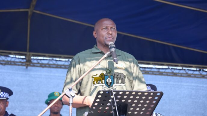 Prime Minister Russell Mmiso Dlamini addresses workers during the Workers Day celebration hosted by FESWATU in Simunye on May 1, 2025, calling for unity between Government, labour, and business.