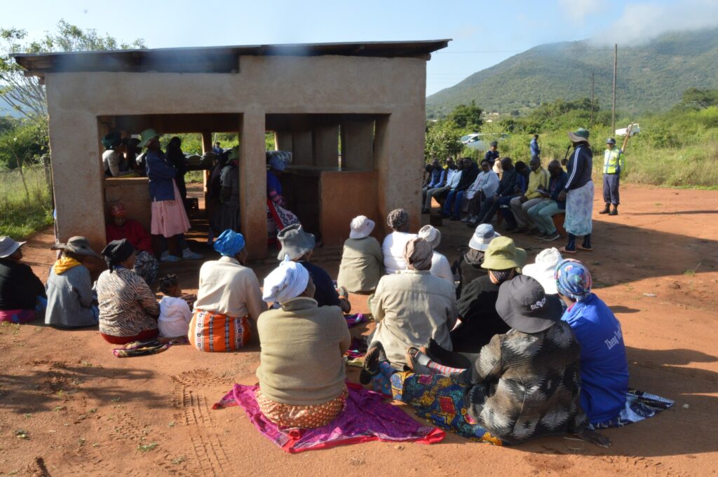 Deputy Prime Minister Thulisile Dladla and Minister Sikhumbuzo Dlamini inspect the damaged irrigation system at the Nkwene Garden Scheme, which has been inactive since January due to flooding.