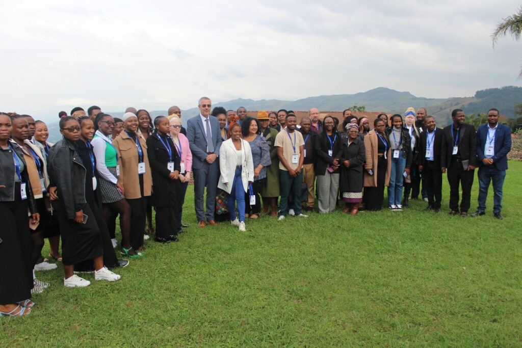 EU Ambassador to Eswatini, Karsten Mecklenburg, with local journalists and media practitioners during the 2025 World Press Freedom Day commemoration at Mountain View Hotel in Mbabane.