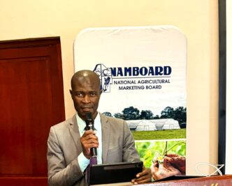 NAMBoard CEO Bhekizwe Maziya addresses delegates during the opening session of the GLOBAL G.A.P. training workshop in Eswatini.