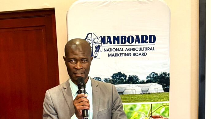 NAMBoard CEO Bhekizwe Maziya addresses delegates during the opening session of the GLOBAL G.A.P. training workshop in Eswatini.