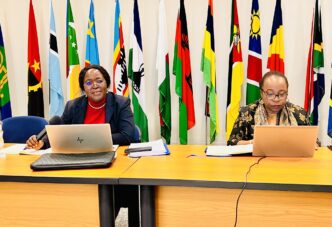 SADC Deputy Executive Secretaries Ms. Angele Makombo N’Tumba and Dr. Judith Kateera co-chair a strategic review session at the SADC Secretariat in Gaborone, Botswana, alongside project managers and directors, aimed at improving the implementation and impact of regional development projects.