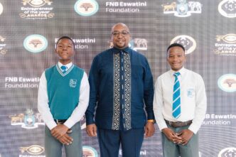 Learners from the JA Eswatini job shadow programme pictured with FNB Eswatini CEO during their two-week mentorship experience.