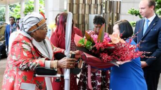 Her Majesty the Indlovukazi arrives at Changi Airport in Singapore for an official visit.
