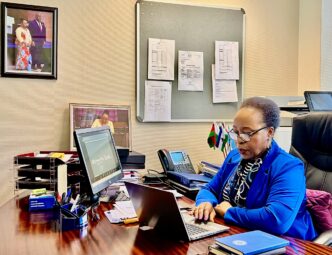 Ms. Angele Makombo N’tumba, SADC Deputy Executive Secretary for Regional Integration, addresses African finance ministers during a virtual meeting on 5 May 2025