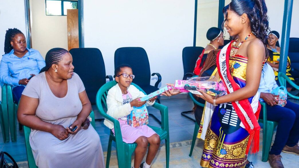 Miss Cultural Heritage Gcinizwi Tsikati celebrates her birthday with children at the Autism Centre in Manzini.