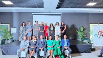 Commerce Minister Manqoba Khumalo pictured with participants at the Women in STEM Networking Event held at the Royal Villas in Ezulwini.