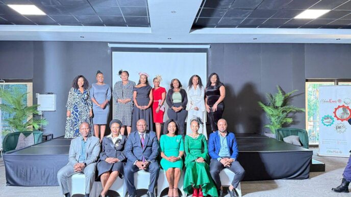 Commerce Minister Manqoba Khumalo pictured with participants at the Women in STEM Networking Event held at the Royal Villas in Ezulwini.