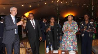 EU Ambassador Karsten Mecklenburg, Deputy Prime Minister Thuli Dladla, and Prince Guduza, representative of His Majesty, pictured during the #EuropeDay 2025 celebration in Malkerns. Photo: European Union in Eswatini