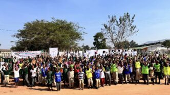 Learners from Lobamba National Primary School take part in fun relay races during World Kids’ Athletics Day, held on 7 May 2025, in partnership with Athletics Eswatini.