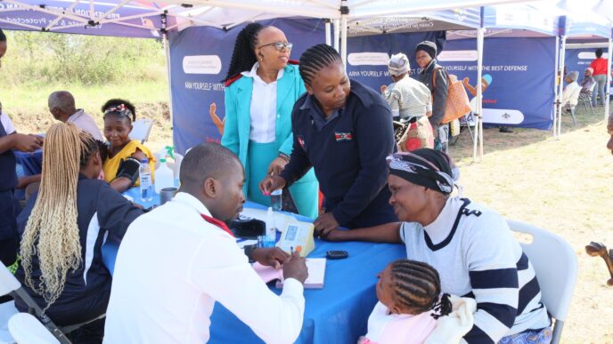Residents of Mantjonga receive free health services, including screenings, vaccinations, and medical advice, during a community outreach at the Philani Maswati Centre.