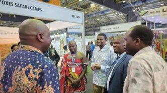 Prince Majaha and Prince Gcina visit the Eswatini stand at Africa’s Travel Indaba 2025 in Durban, engaging with Acting Tourism Minister Skhumbuzo Dlamini and ETA CEO Vusie Dlamini.