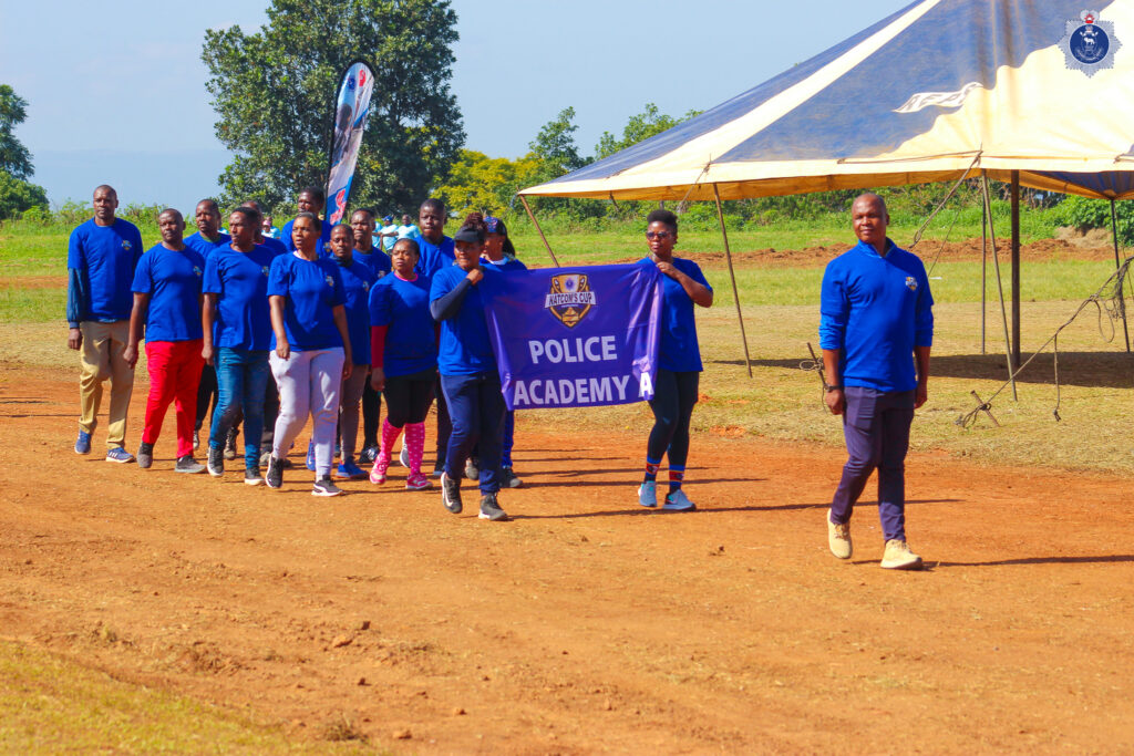 Police officers from various regions gather at Matsapha Police Academy for the launch of the NATCOM’s Cup tournament on 14 May 2025. Photo: Royal Eswatini Police Service